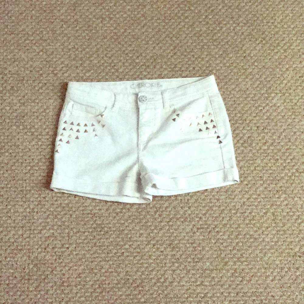 White/ gold jean shorts